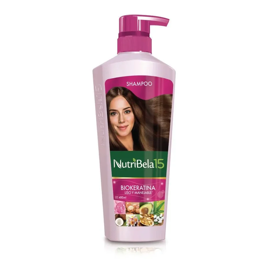 Shampoo Nutribela 15 Biokeratina Liso y Manejable 400 ml