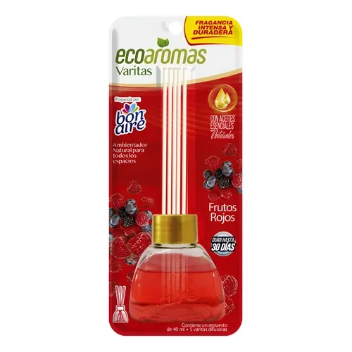 Ambientador Varitas Bonaire Frutos Rojos 40ml + 6 Varitas Difusoras