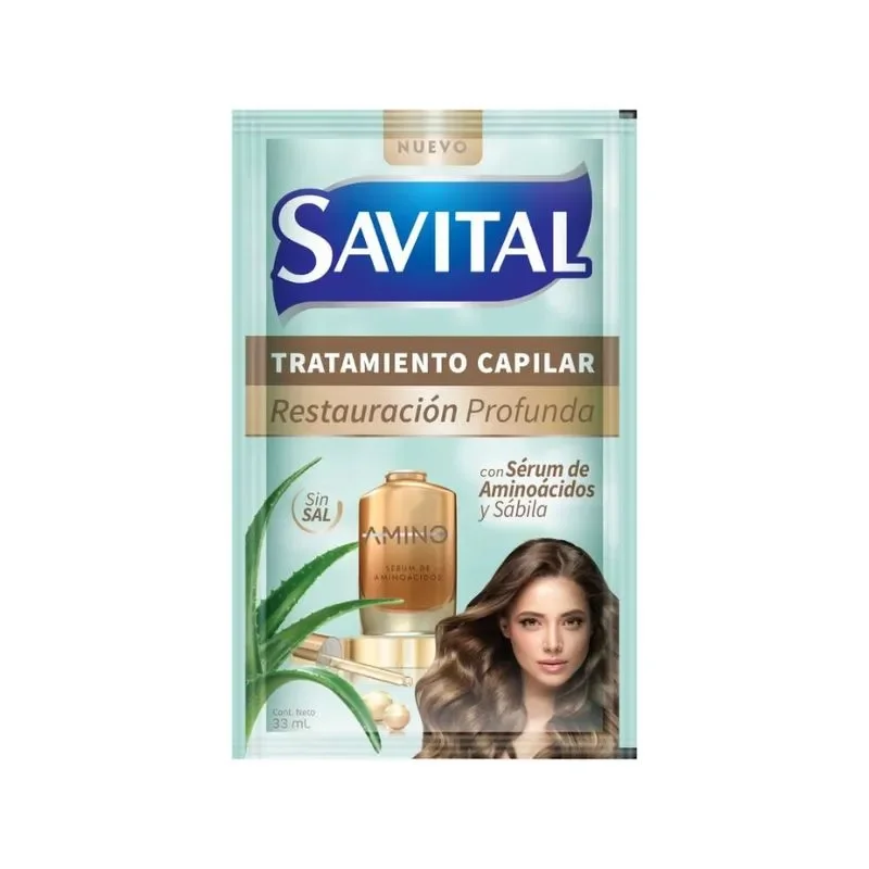 Savital Tratamiento Capilar con Sérum de Aminoácidos y Sábila en Sobre 33ml