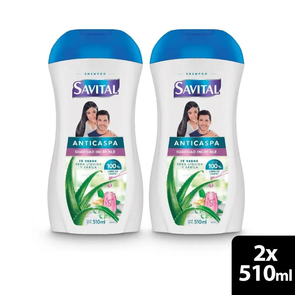 Shampoo SAVITAL Anticaspa Té y Seda (1020 ml)