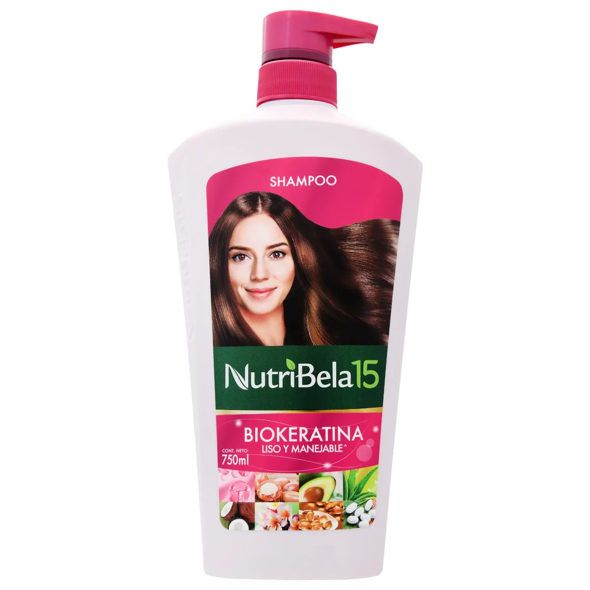 Shampoo Nutribela 15 Biokeratina Liso y Manejable 750 ml