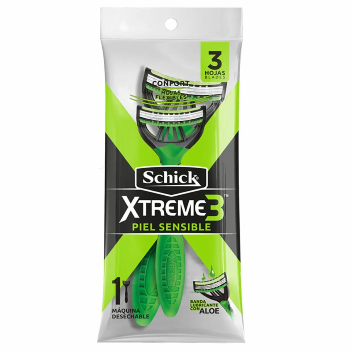 Máquina de Afeitar Schick Xtreme 3 Piel Sensible 2 Hojas 1 Unidad